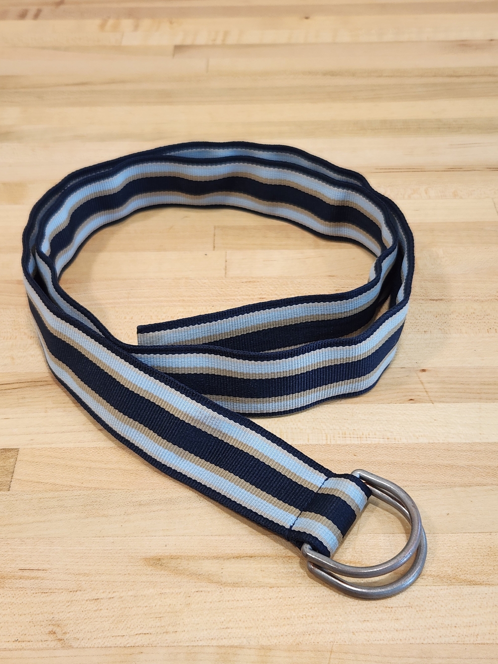 Vintage L.L. Bean Double D-Ring Striped Women's Web Belt (Style 0BPC1) M/L